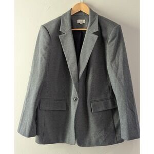 Loft Women's Blazer/Jacket Size 18 B&W Houndstooth Elbow Patches Shoulder Pads